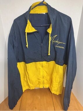Vintage Michigan Wolverines Men’s Size 2XL Full Zip Drawstring Jacket Two Tone